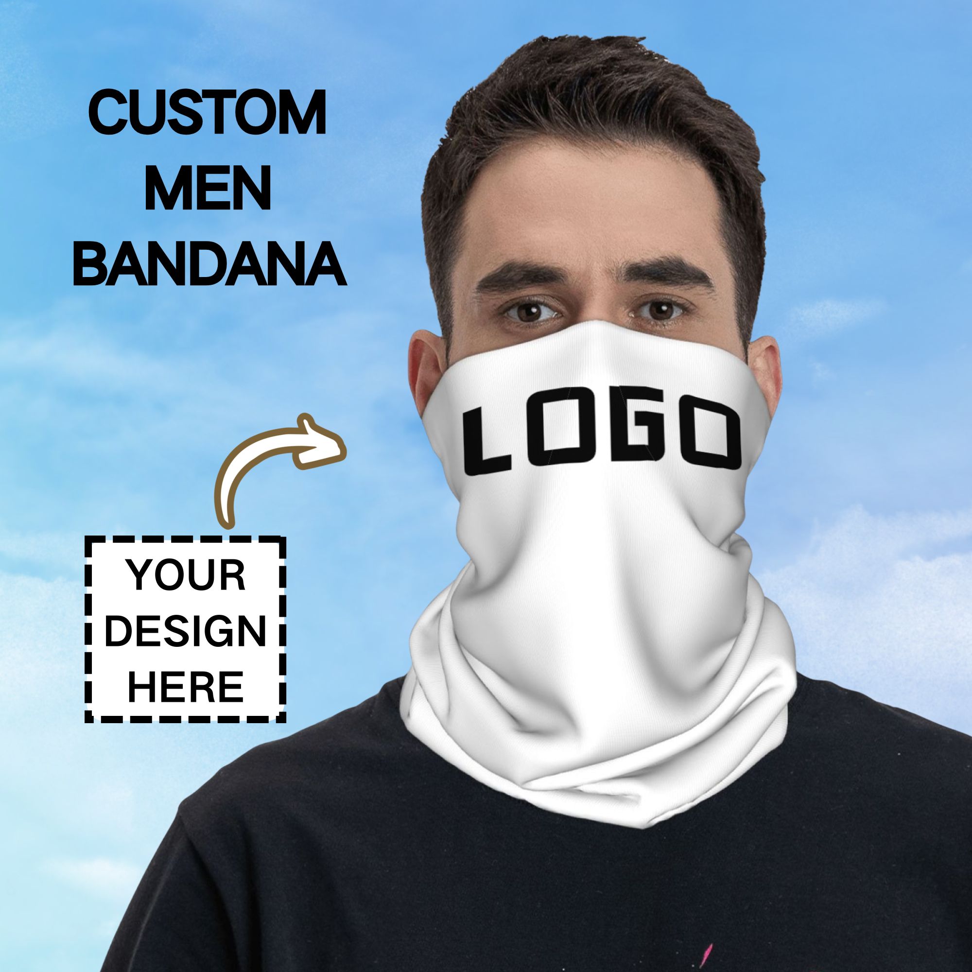 Neck Gaiter Face Cover - Custom Photo Logo Seamless Neck Gaiter