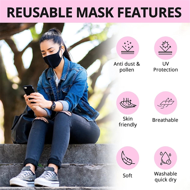 5/10PCS Fashion Solid Earloop  - Cloth Face Mask Washable 评论和价格